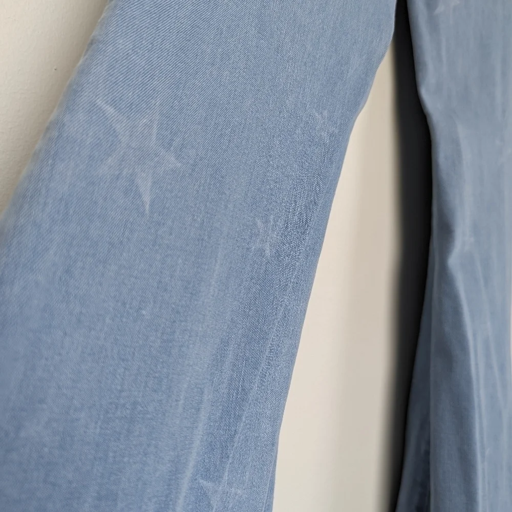 Nasty Gal Blue Stretch Denim Super Flare Star Jeans Stone Wash Tall Fit - sz 6 - Picture 5 of 6